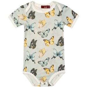 Milkbarn Butterfly Bamboo Short Sleeve One Piece 3-6mo